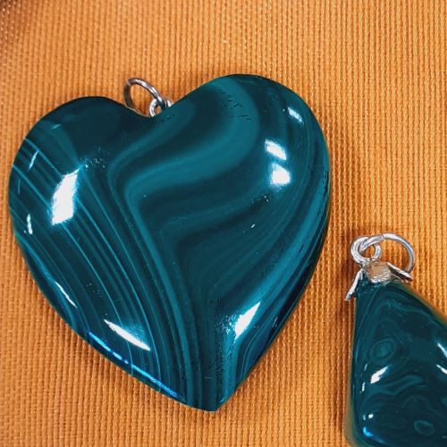 Colgante malaquita corazón-plata