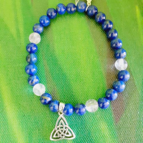 PULSERA LADV LAPISLAZULI-AMATISTA- TRINQUETA PLATA 6mm