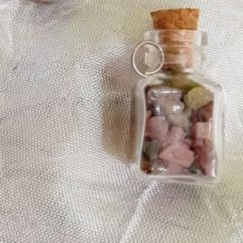 Colgante botellita chip minerales
