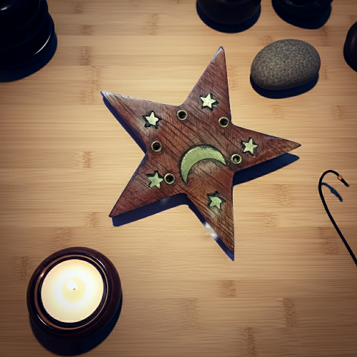 Incensario madera estrella