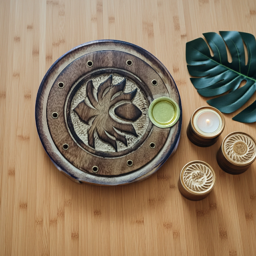 Incensario madera flor de loto