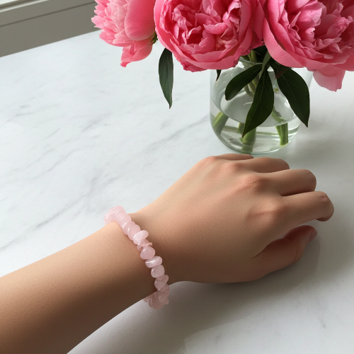 Pulsera Chip Cuarzo Rosa