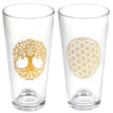 Set de Vasos Sagrados: Árbol de la Vida y Flor de la Vida (2 piezas, 480ml)