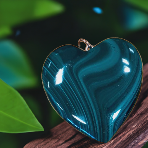 Colgante malaquita corazón-plata