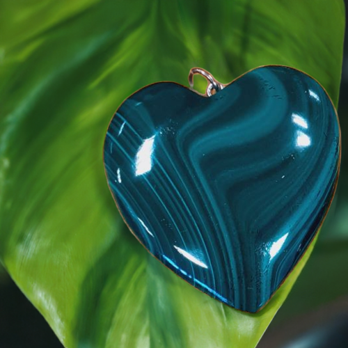 Colgante malaquita corazón-plata